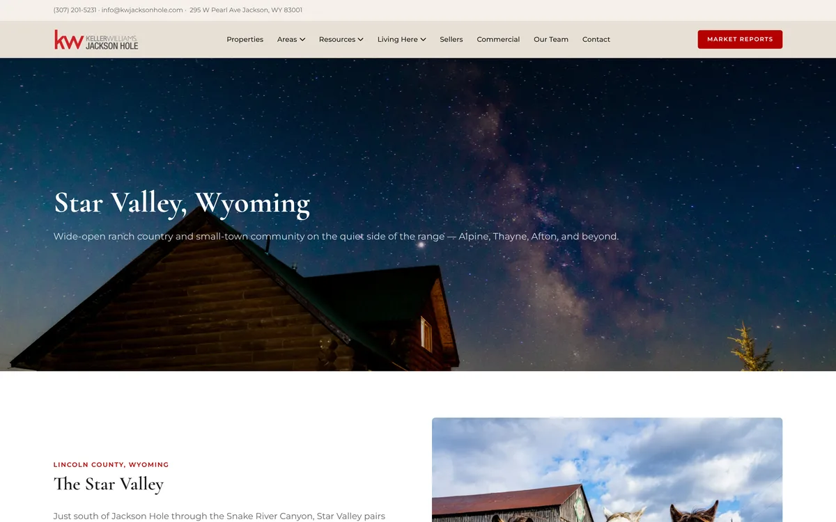 The Star Valley guide on desktop: a log cabin under a starry night sky, with the guide’s introduction below.